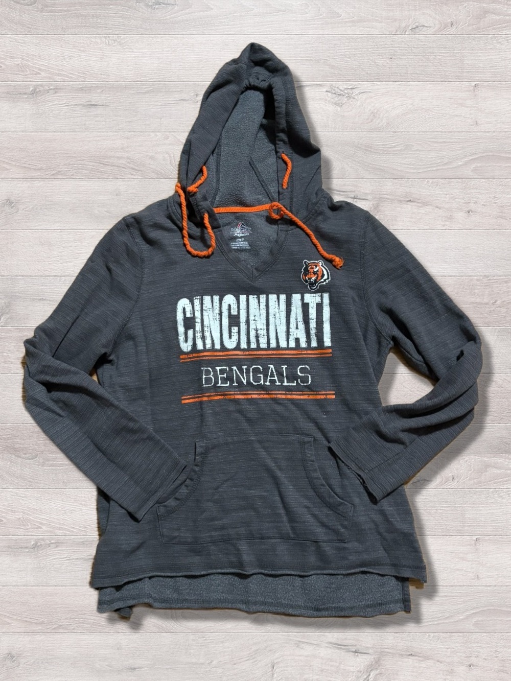 NFL Majestic Cincinnati Bengals Pullover Gray Women’s Hoodie Large